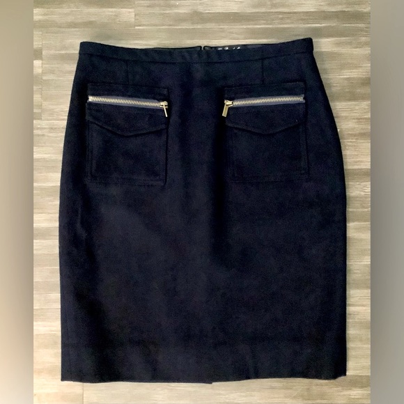 J. Crew Navy Wool Pencil Skirt with Front Pockets - Picture 1 of 3